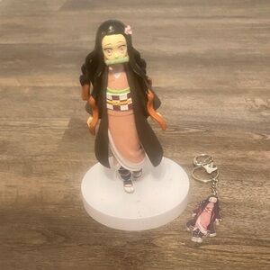 Demon Slayer Nezuko Kamado Anime Figure and Keychain Set